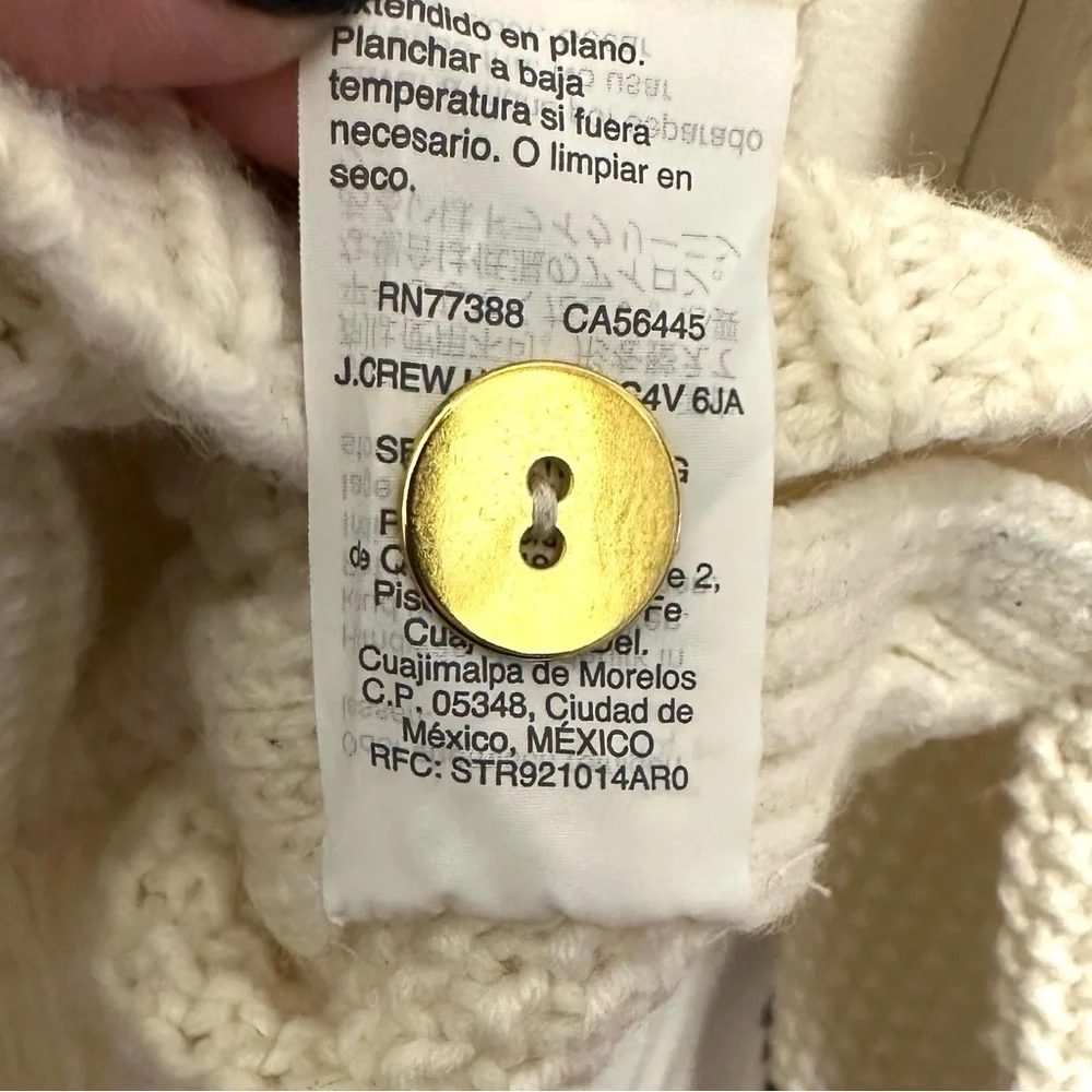 The Reeds J. Crew Turtleneck Cream Sweater Womens XS Gold Button Fair Isle Wool